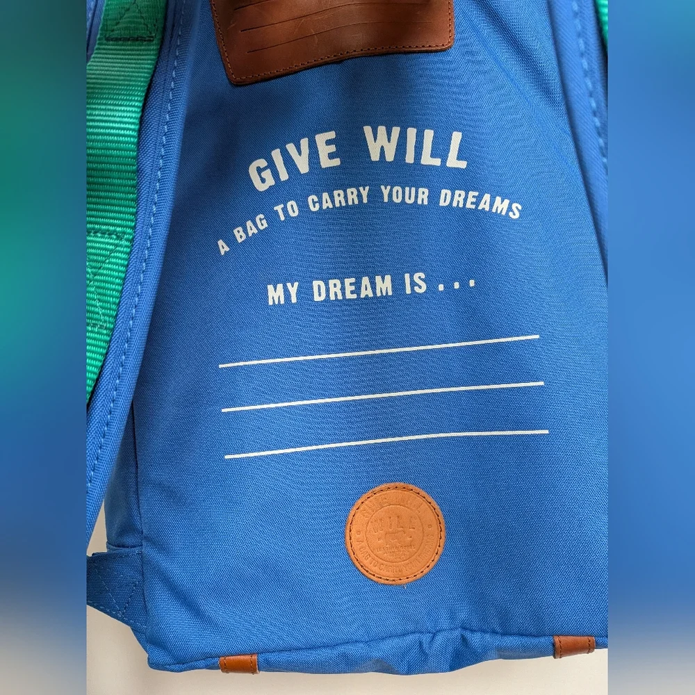 Will Leather Goods Colorblock Blue Leather Accent Backpack